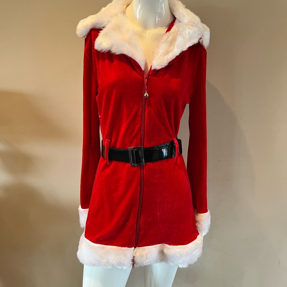 Red Faux Fur Trimmed Santa Nightwear